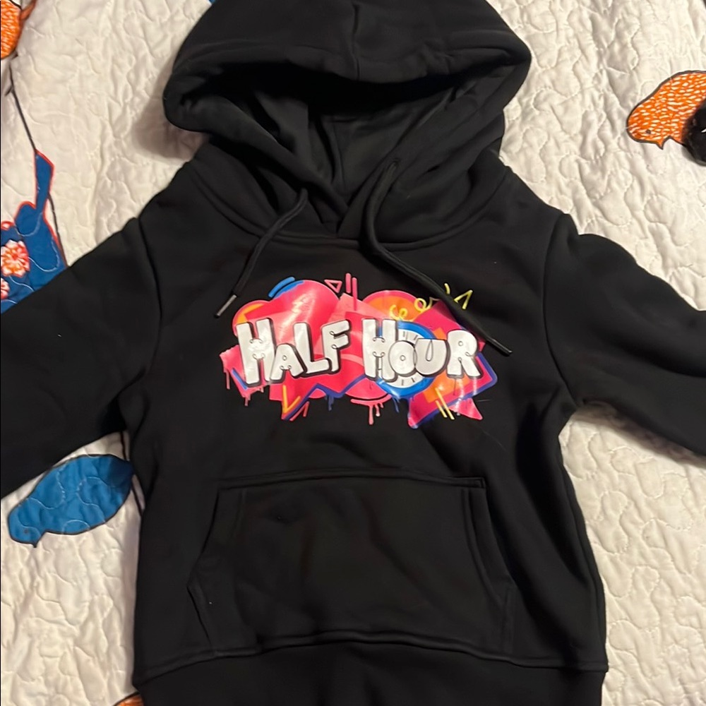 Black Hoodie with Colorful Graphic